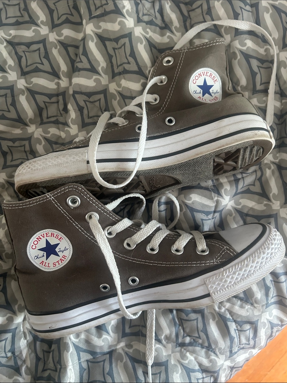 Converse Men's High Top Canvas Sneakers in Gray